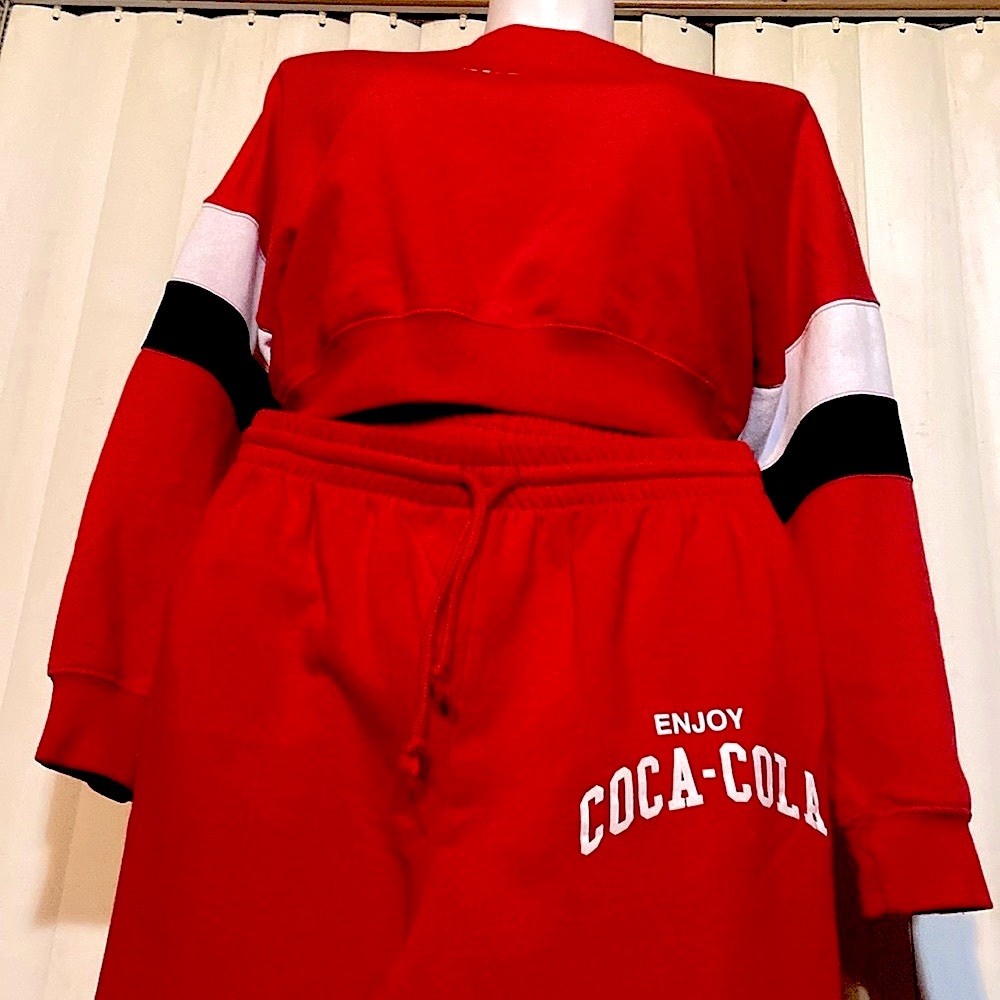 COCA-COLA Red Fleece Sweatsuit - Sz: L